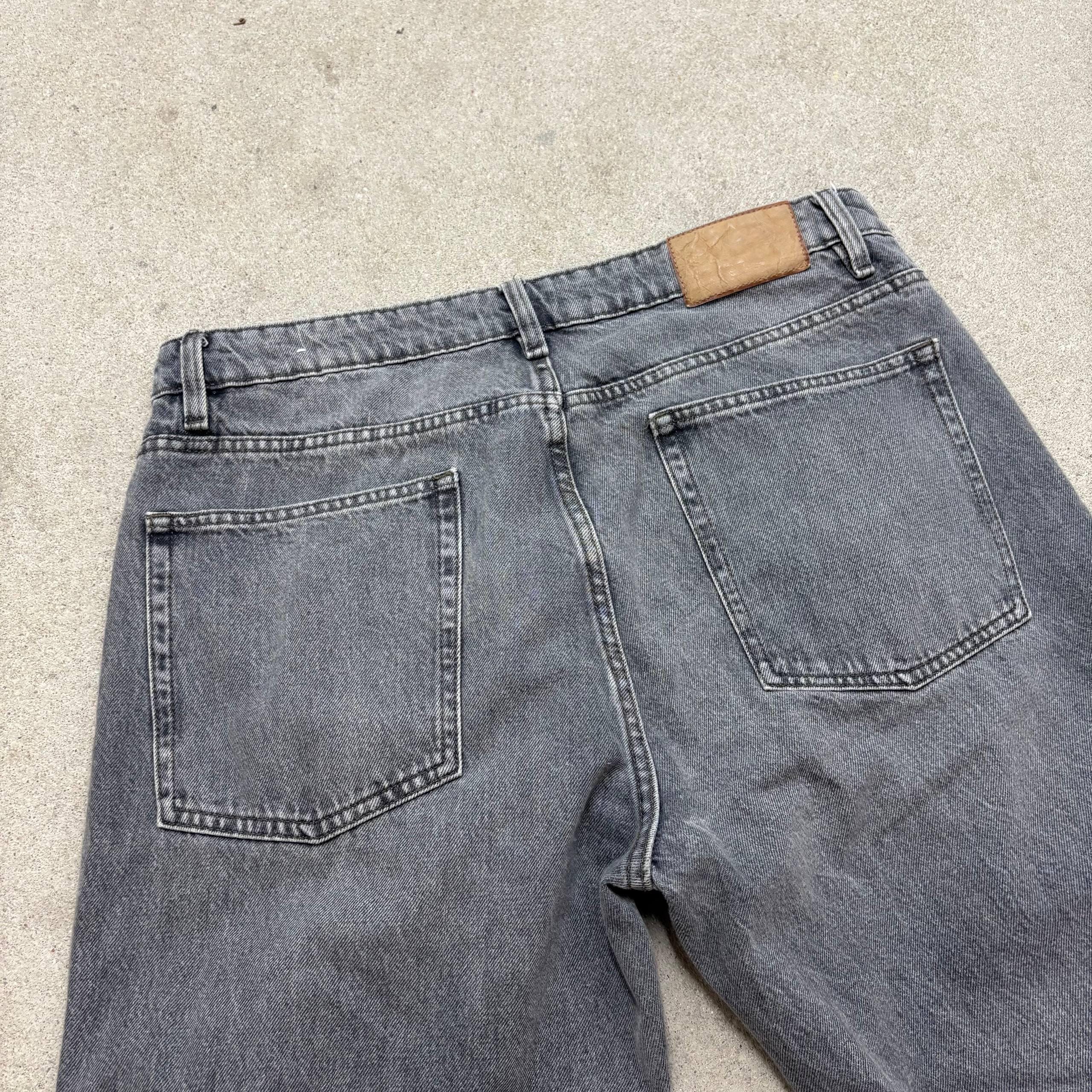 Jeansy Bootcut w kolorze szarym, dzwony, ręcznie robione: Y2K Goth Punk Grunge