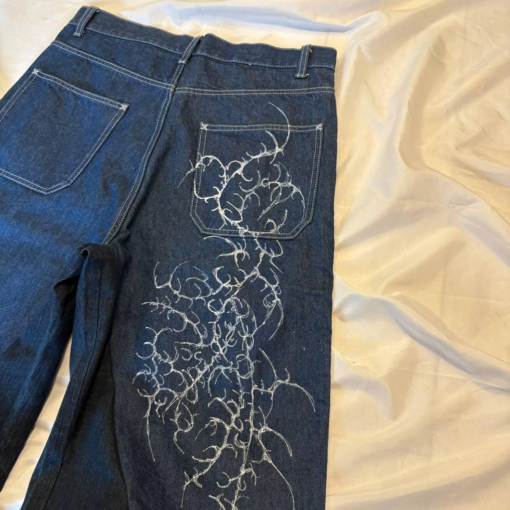 Ręcznie robione spodnie baggy Cyber Sigilism: Y2K Grunge Techwear