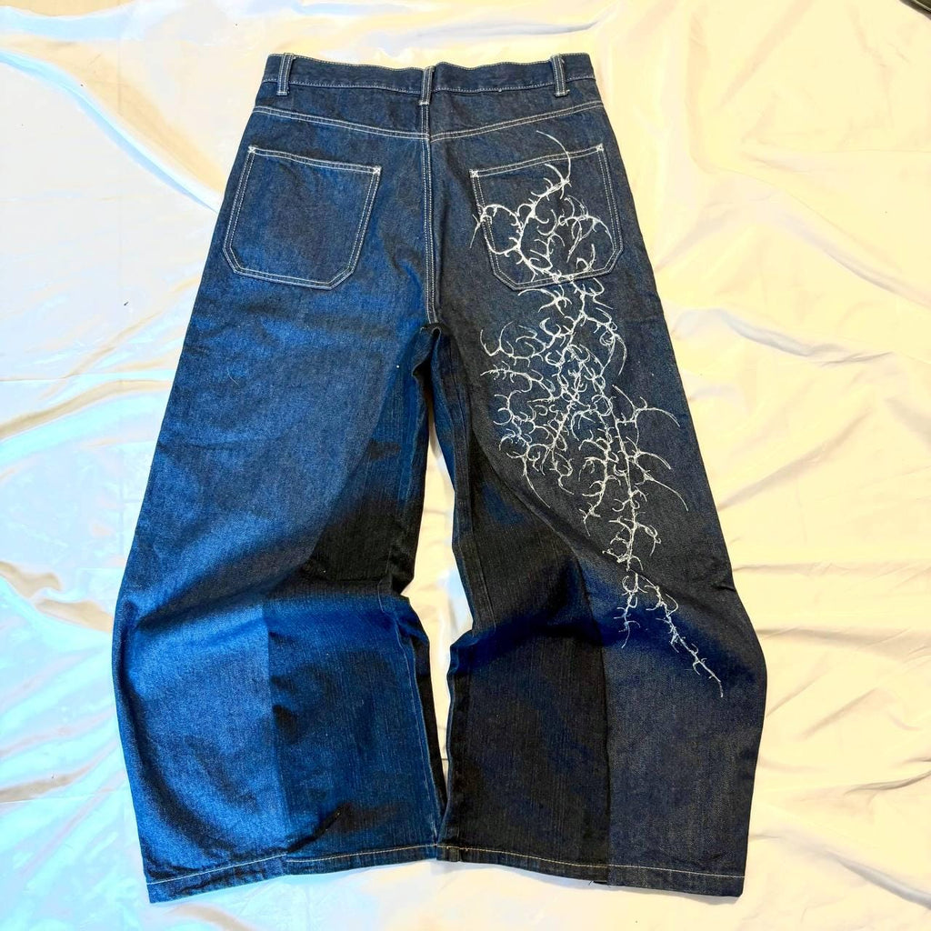 Ręcznie robione spodnie baggy Cyber Sigilism: Y2K Grunge Techwear