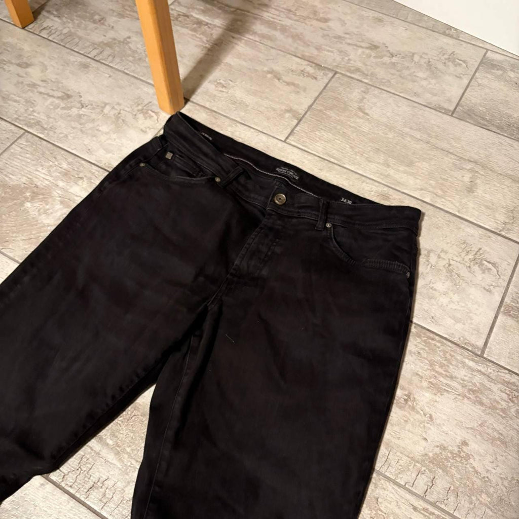 Ręcznie robione czarne rozszerzane dżinsy: Y2K Goth Punk Grunge