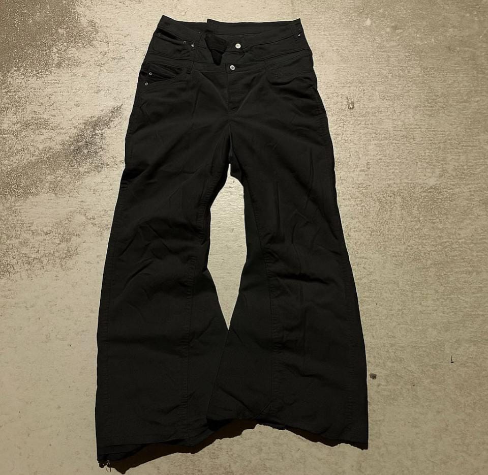 Ręcznie robione czarne jeansy z szerokimi nogawkami – Y2K Goth Alt Streetwear