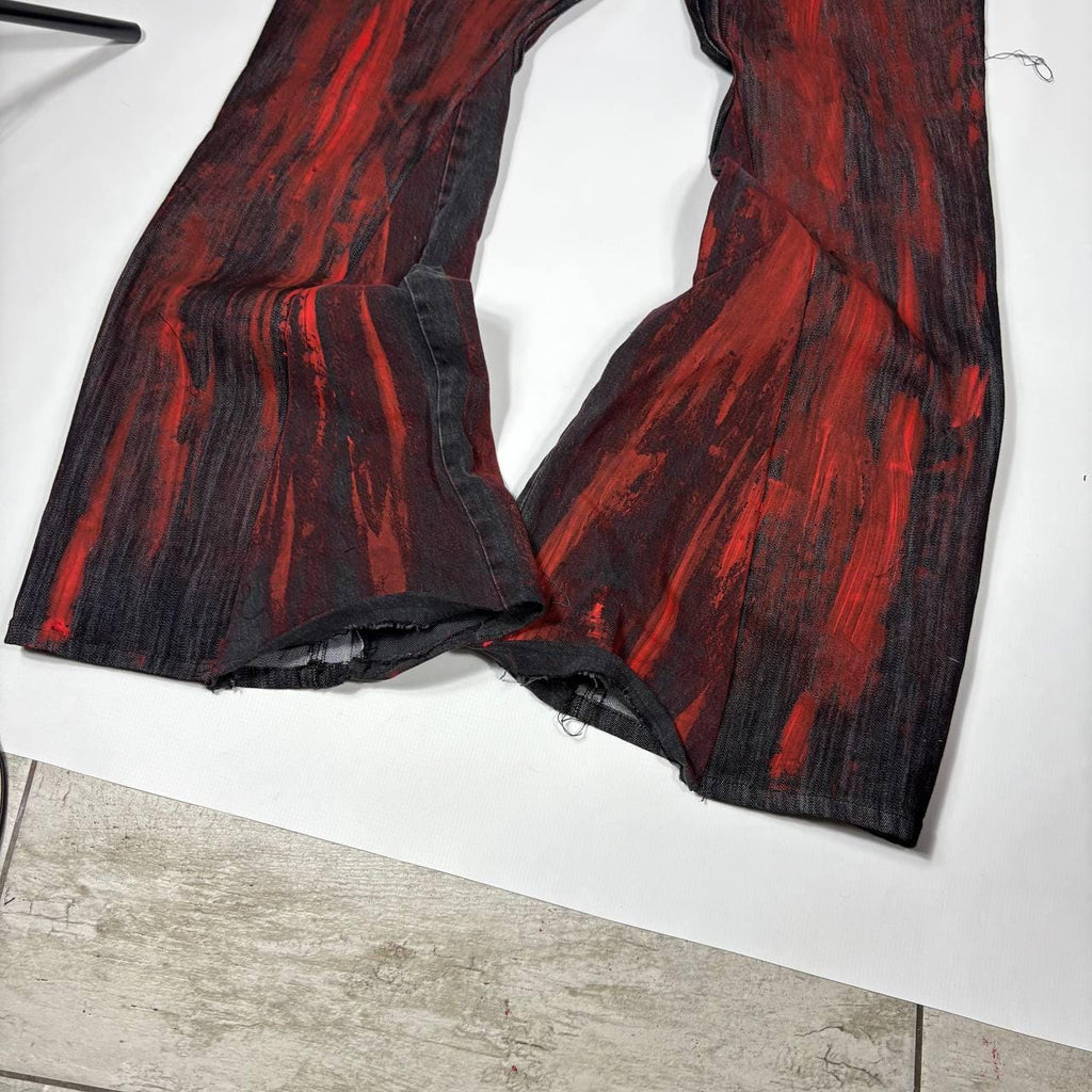 Ręcznie robione czarno-czerwone dzwony: Y2K Goth Punk Alt Streetwear