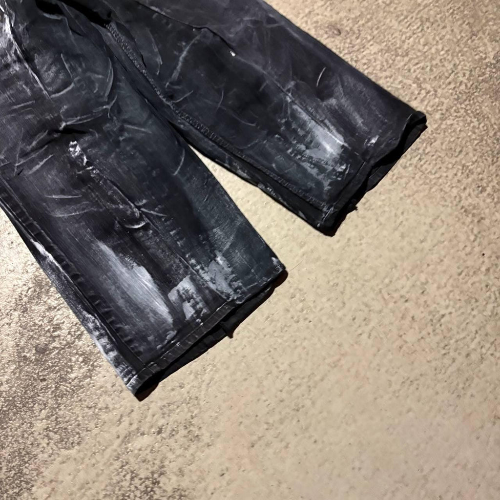 Ręcznie robione czarne, luźne jeansy – Y2K Goth Grunge Alt Streetwear