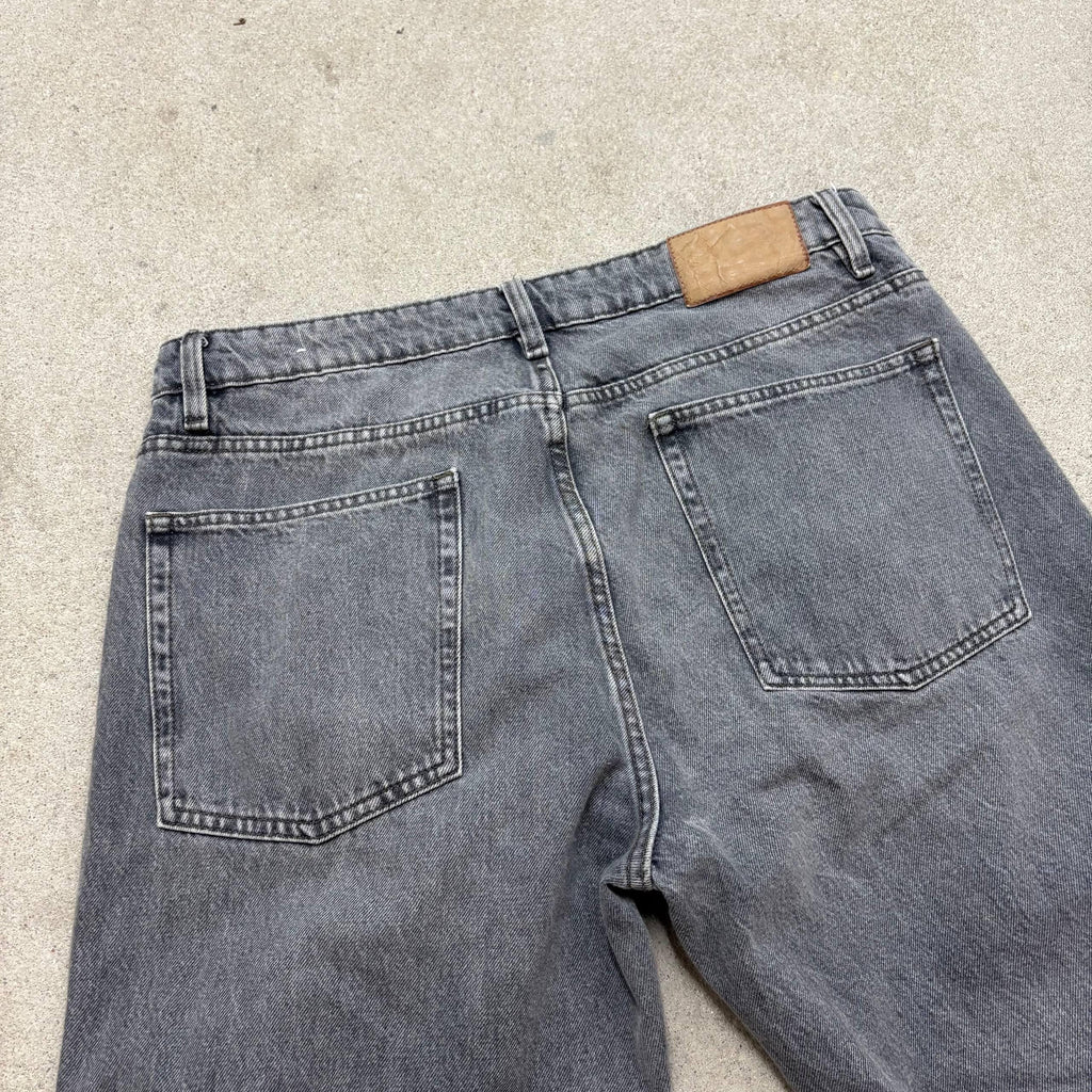 Jeansy Bootcut w kolorze szarym, dzwony, ręcznie robione: Y2K Goth Punk Grunge