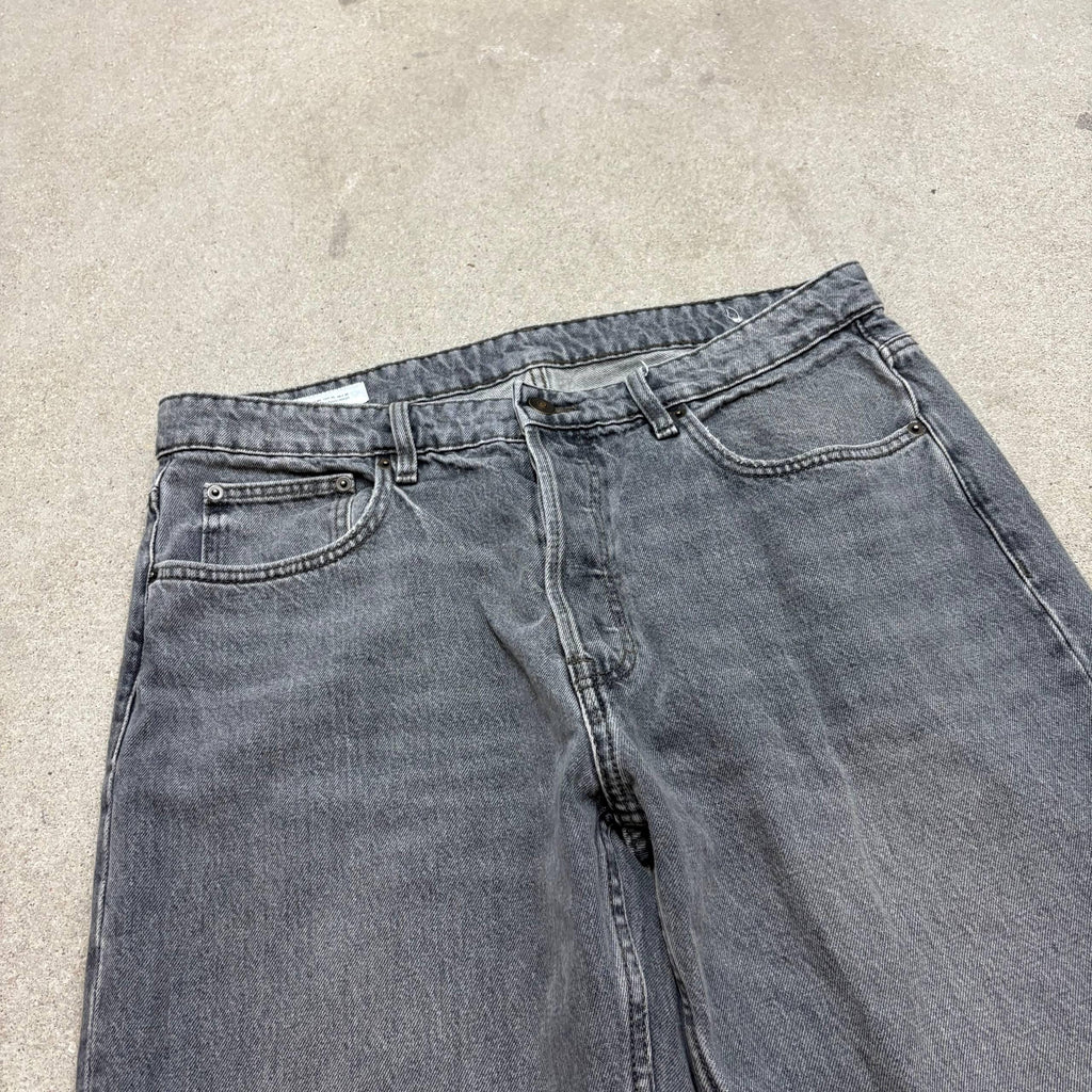 Jeansy Bootcut w kolorze szarym, dzwony, ręcznie robione: Y2K Goth Punk Grunge