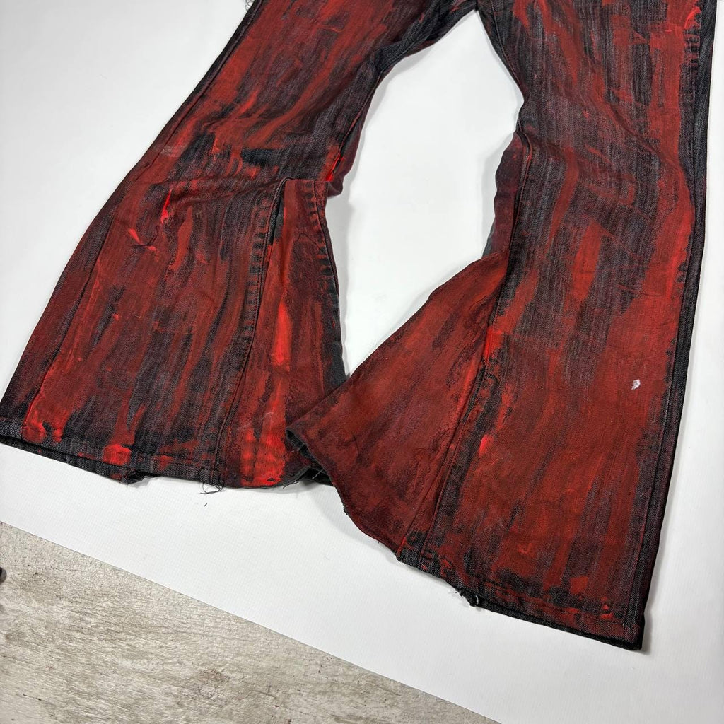 Ręcznie robione czarno-czerwone dzwony: Y2K Goth Punk Alt Streetwear