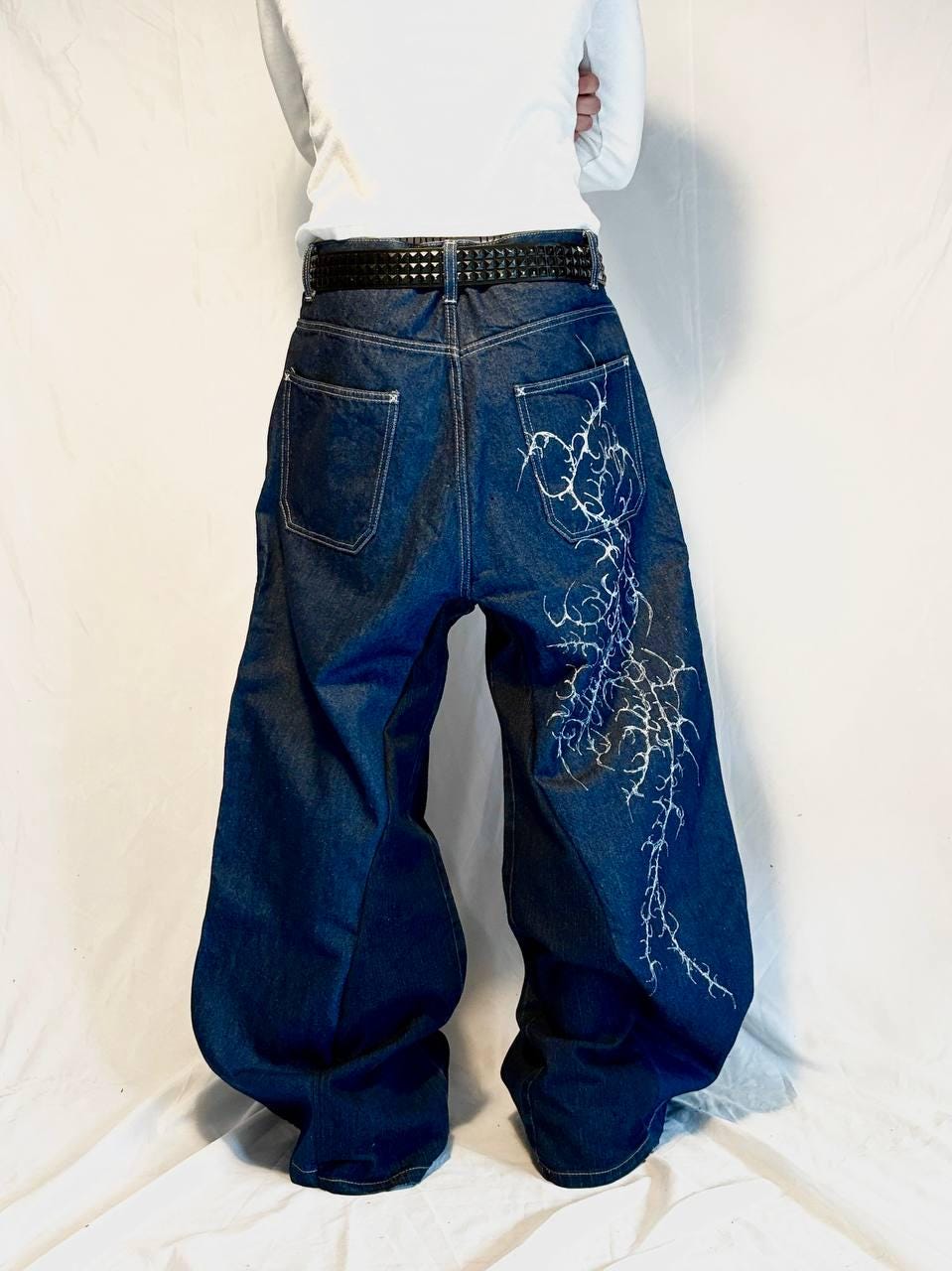 Ręcznie robione spodnie baggy Cyber Sigilism: Y2K Grunge Techwear