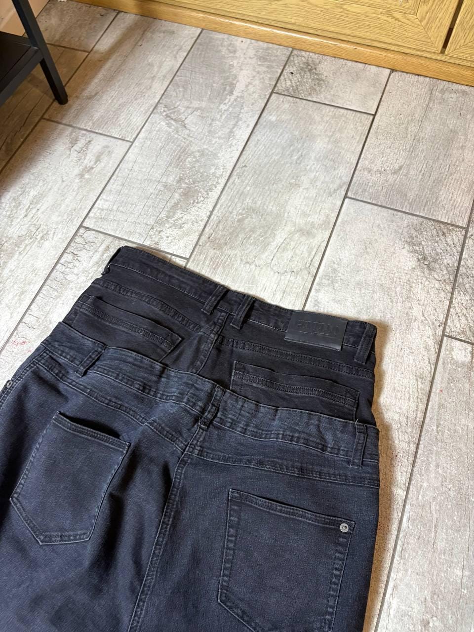 Ręcznie robione czarne jeansy z szerokimi nogawkami: Y2K Goth Grunge Streetwear