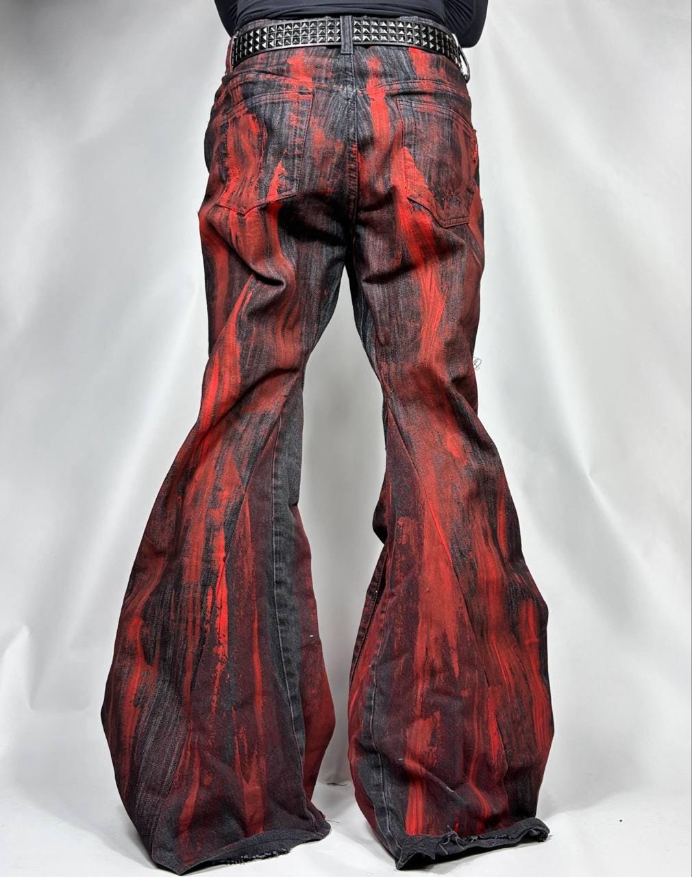 Ręcznie robione czarno-czerwone dzwony: Y2K Goth Punk Alt Streetwear