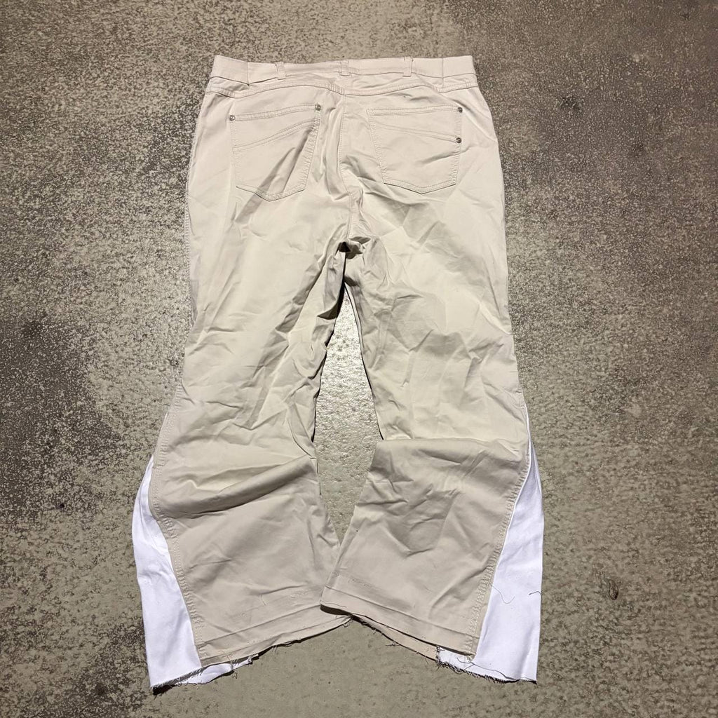 Ręcznie robione białe jeansy z szerokimi nogawkami – Y2K Goth Alt Streetwear