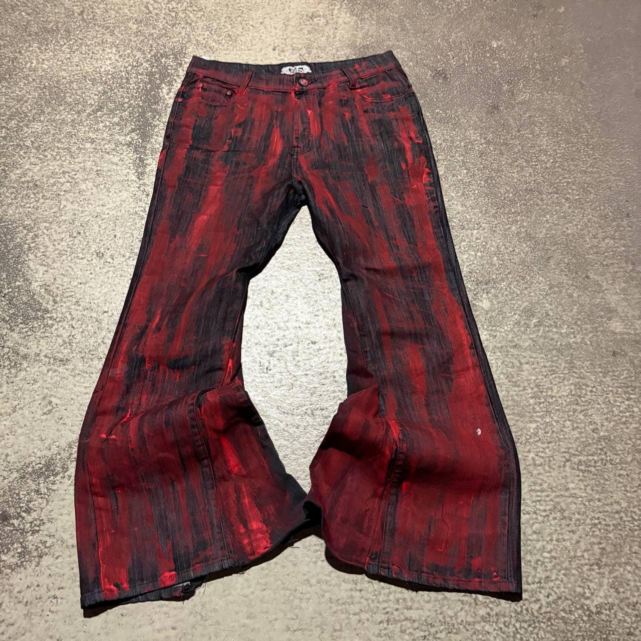 Ręcznie robione czarno-czerwone dzwony: Y2K Goth Punk Alt Streetwear