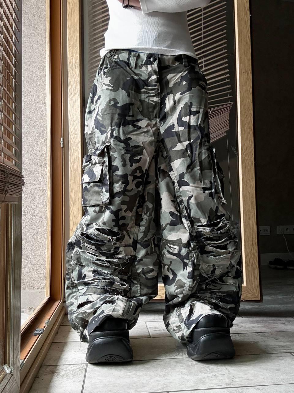 Spodnie cargo Baggy Camo: styl vintage grunge z 2000 r. w stylu wojskowym