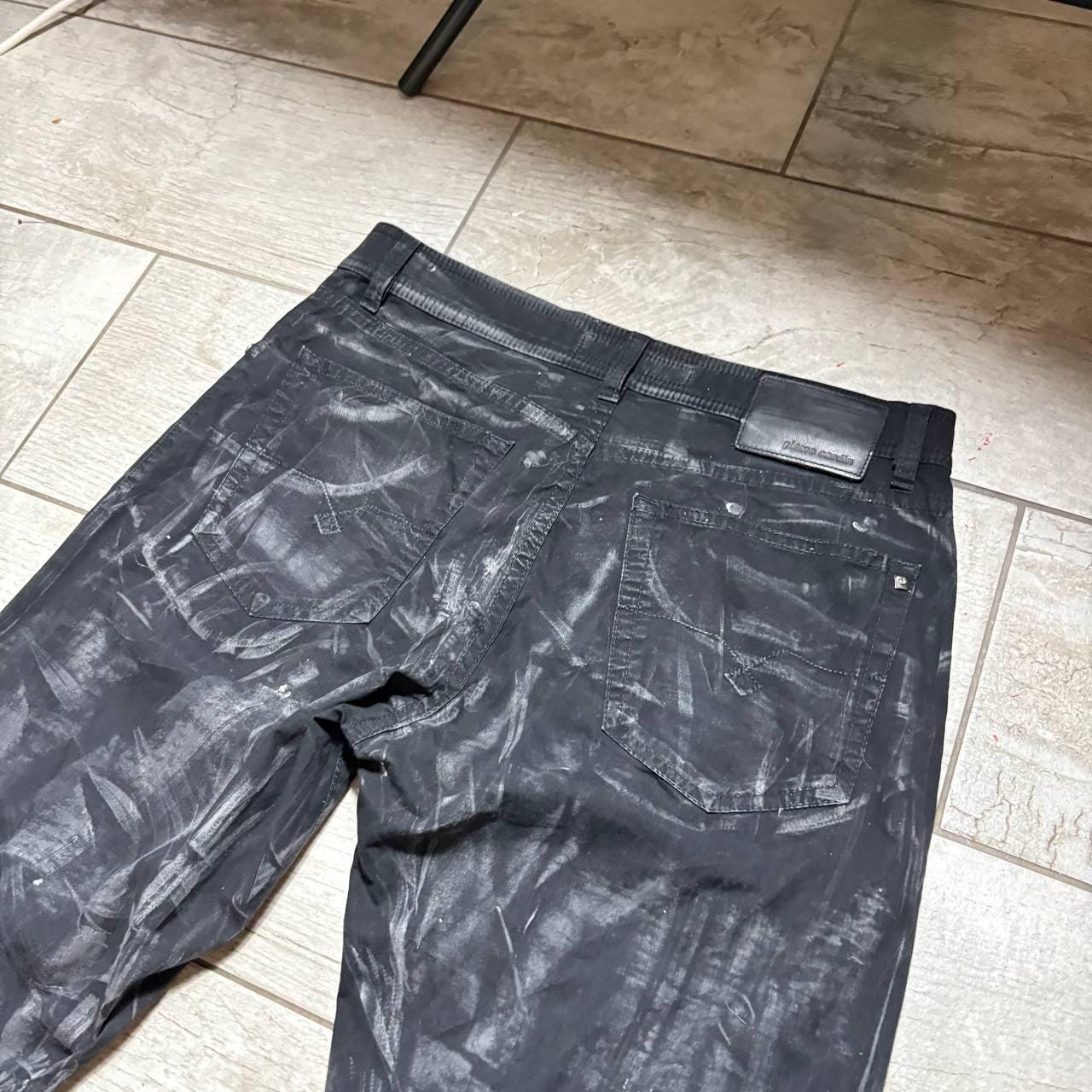 Ręcznie robione czarne, woskowane, rozszerzane jeansy: Y2K Goth Punk Alt Streetwear