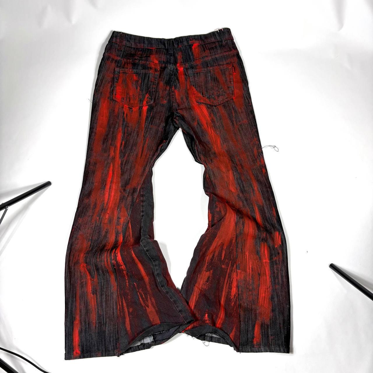 Ręcznie robione czarno-czerwone dzwony: Y2K Goth Punk Alt Streetwear