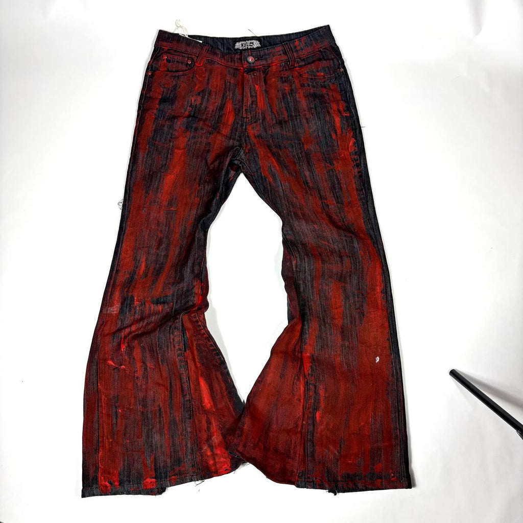 Ręcznie robione czarno-czerwone dzwony: Y2K Goth Punk Alt Streetwear