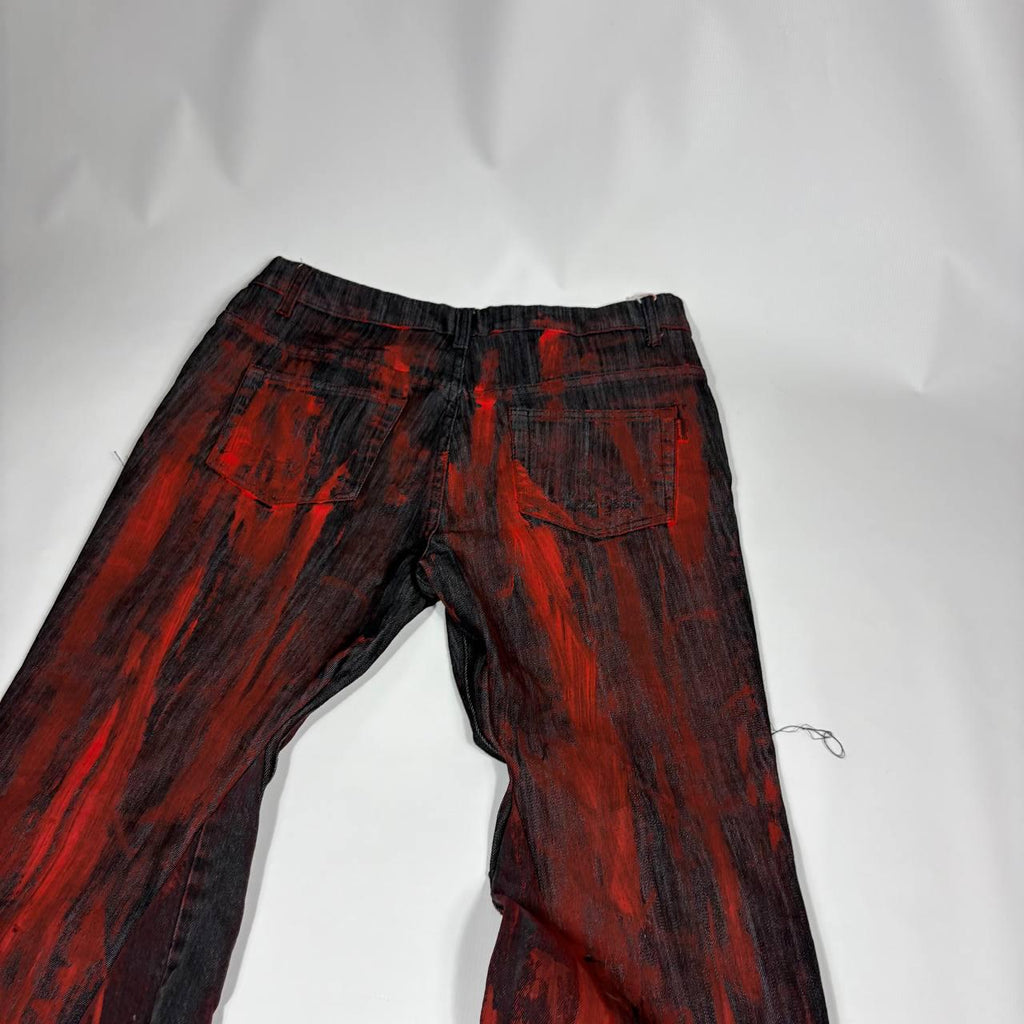 Ręcznie robione czarno-czerwone dzwony: Y2K Goth Punk Alt Streetwear