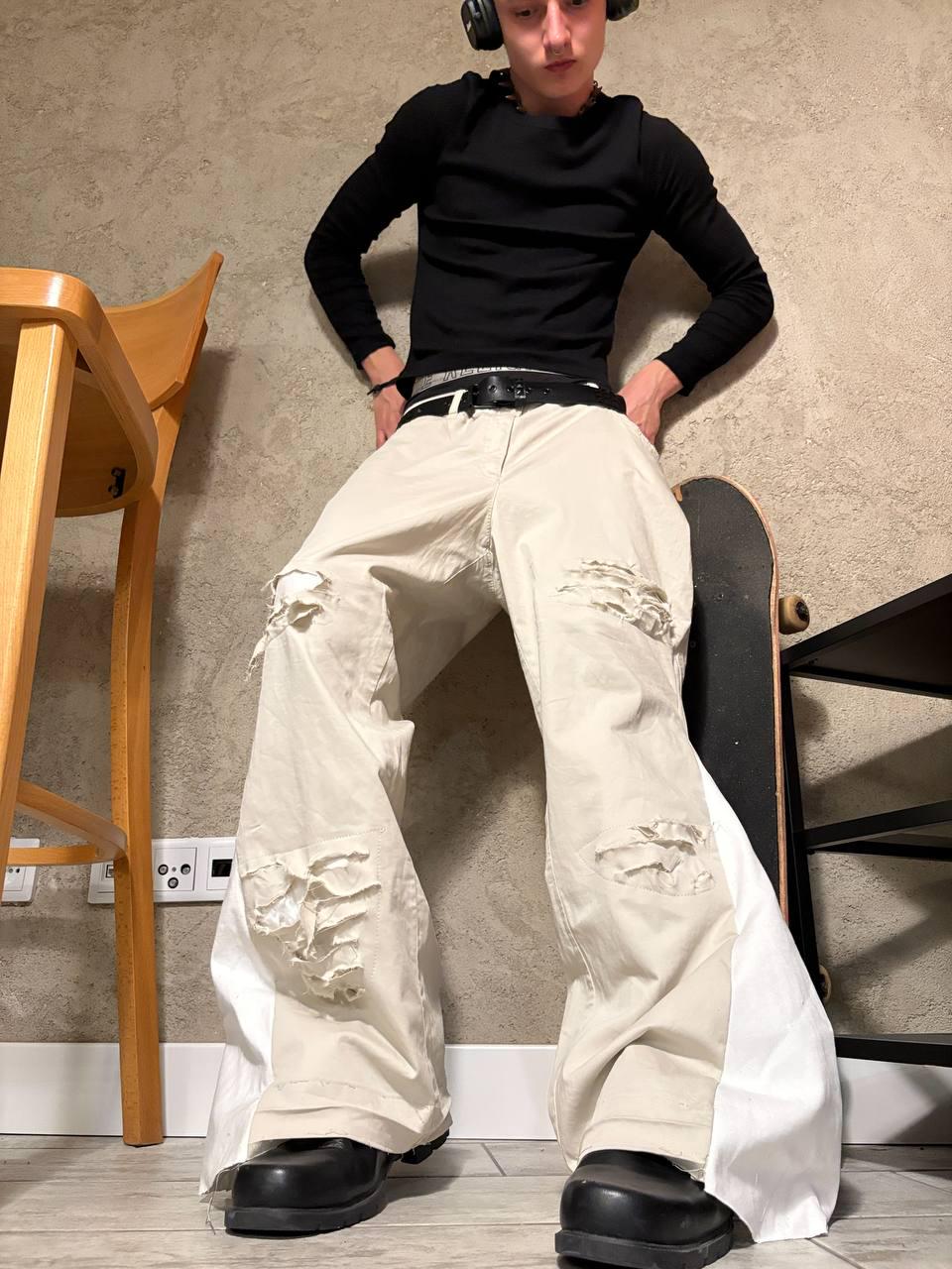 Ręcznie robione spodnie dzwony w stylu gotyckim Y2K: spodnie w stylu streetwear