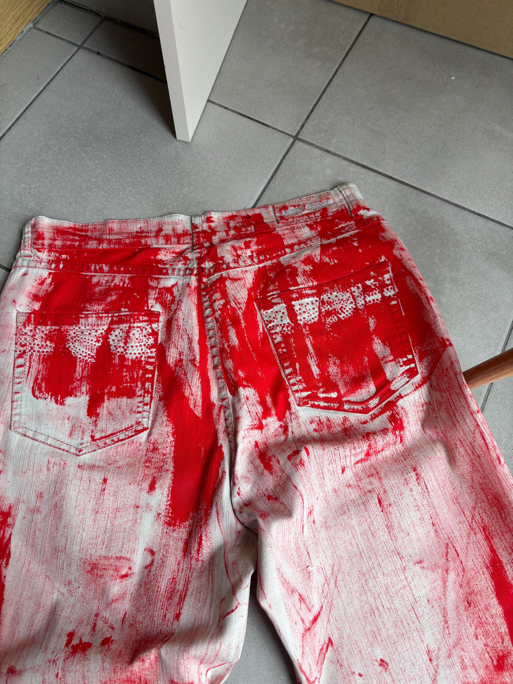 Ręcznie malowane jeansy Bootcut: Streetwear w stylu grunge z epoki Y2K