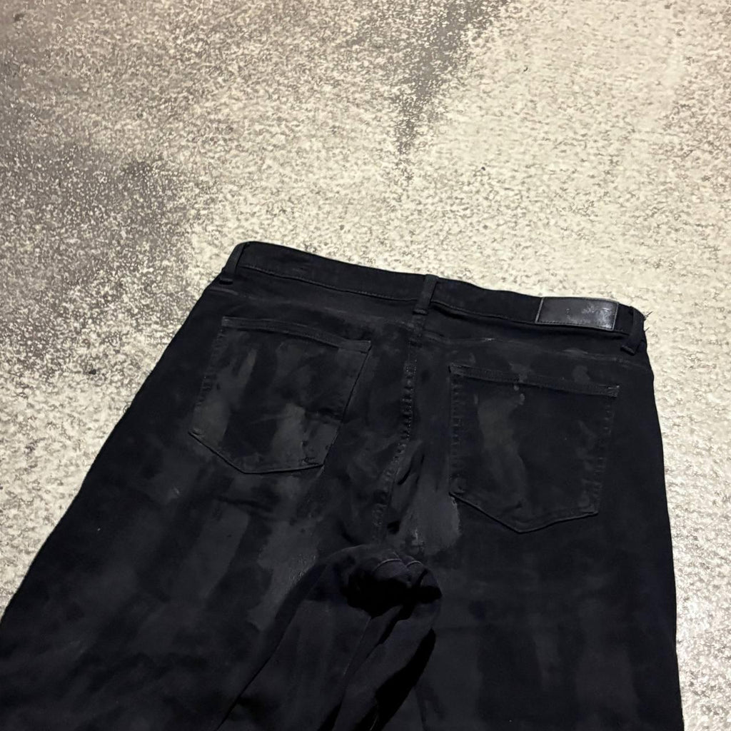 Ręcznie robione czarne jeansy dzwony w kamuflażu: spodnie gotyckie w stylu grunge z 2000 roku