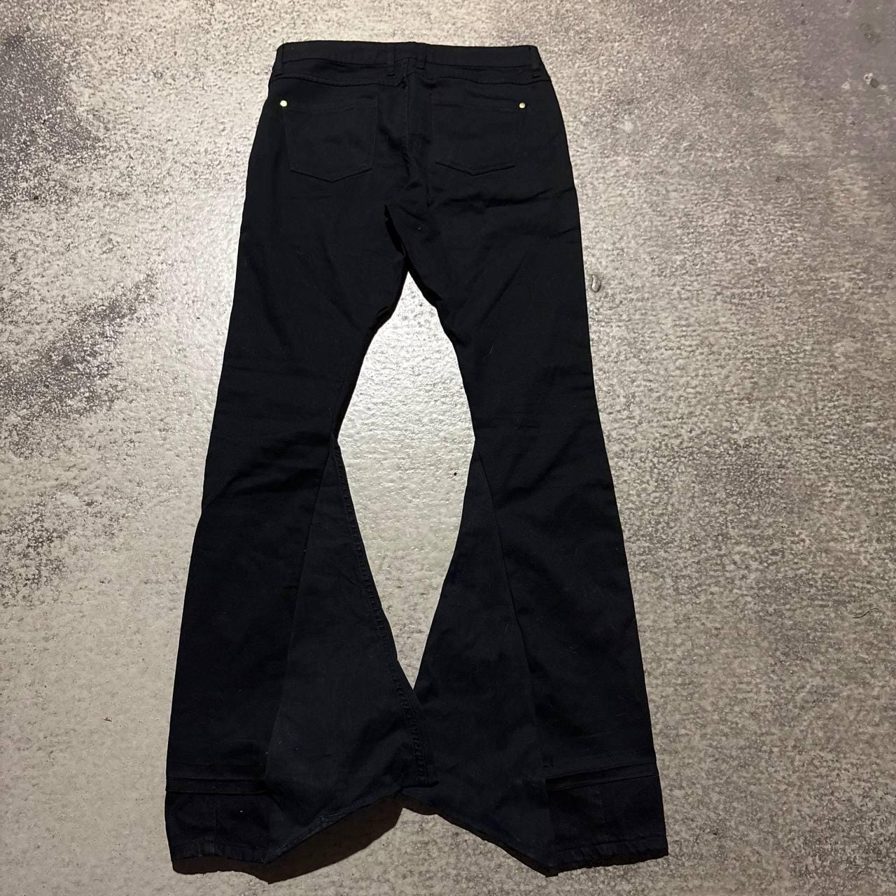 Czarne, rozszerzane, luźne, ręcznie robione jeansy: Y2K Goth Punk Streetwear