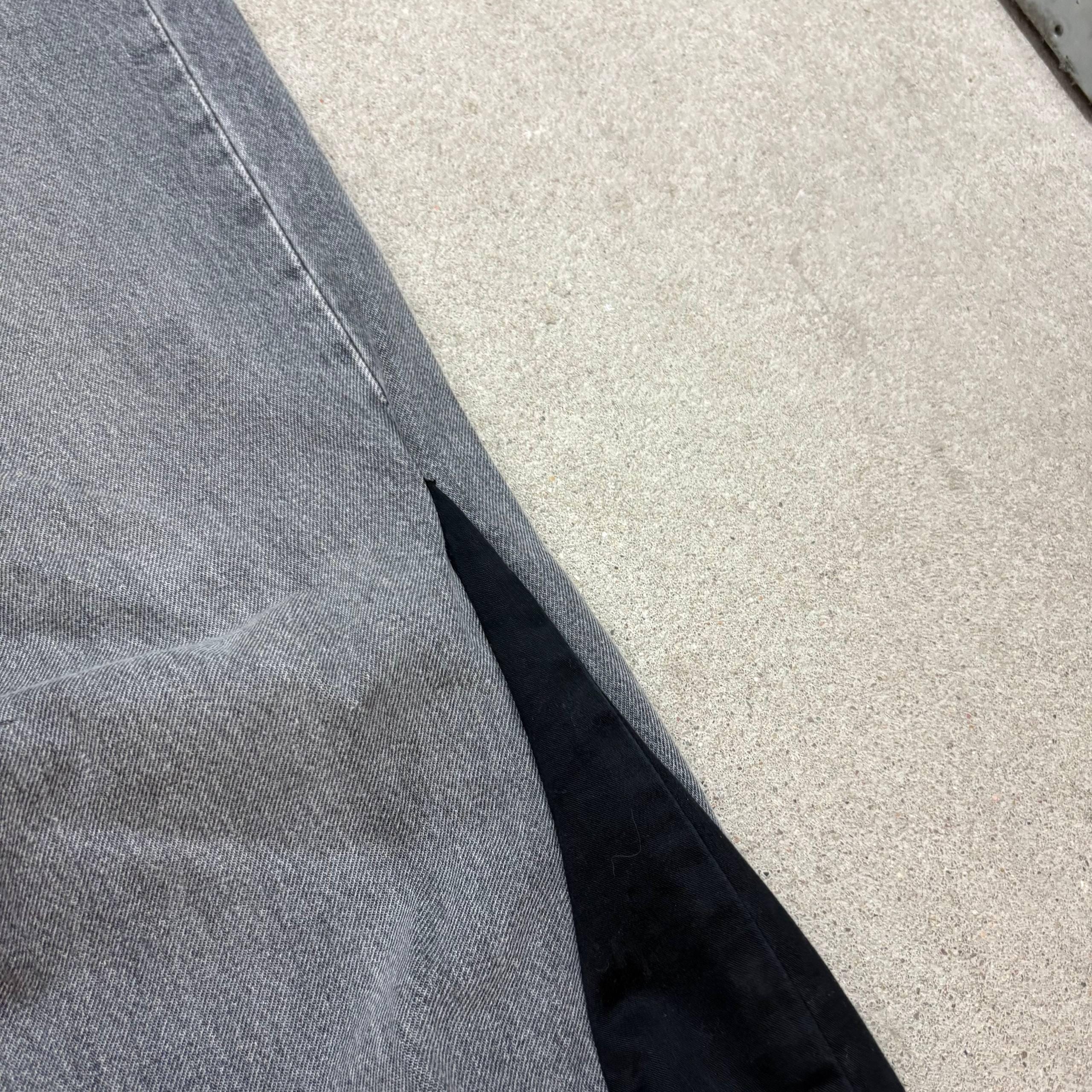 Jeansy Bootcut w kolorze szarym, dzwony, ręcznie robione: Y2K Goth Punk Grunge