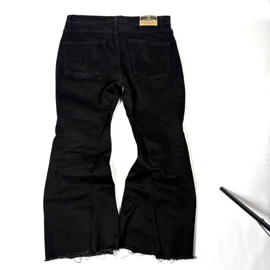 Ręcznie robione czarne dzwony jeansowe: Y2K Goth Punk Alt Streetwear