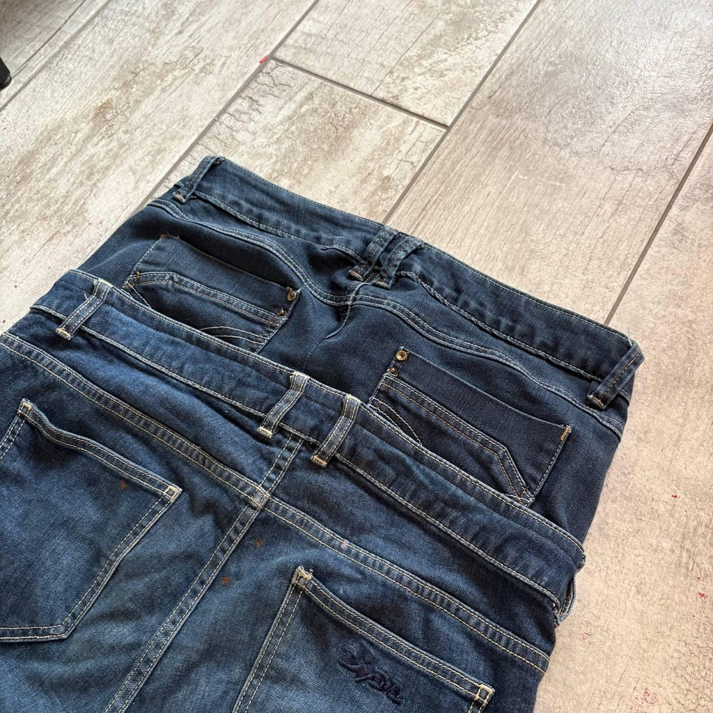 Ręcznie robione jeansy z szerokimi nogawkami: Y2K Goth Grunge Alt Streetwear