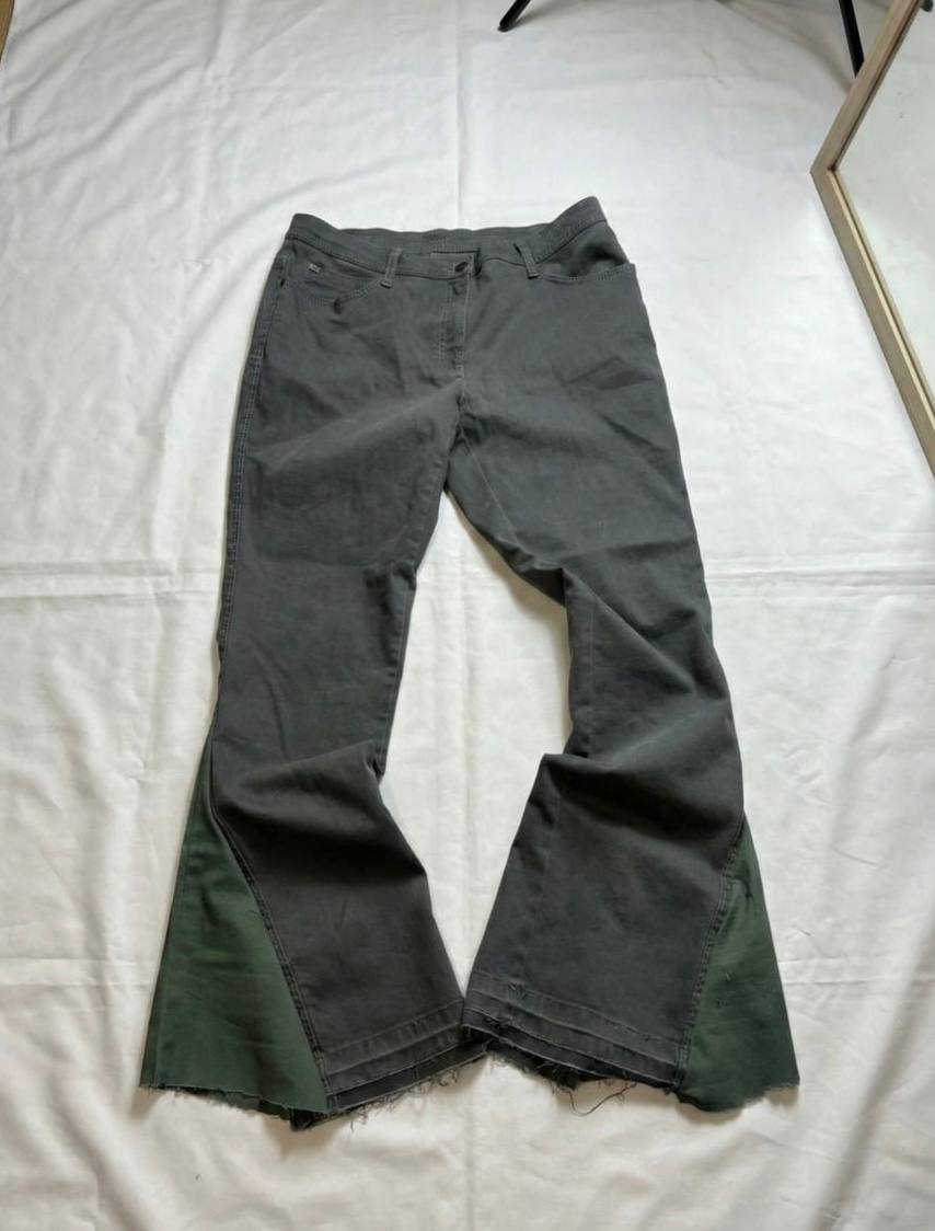 Bootcut Khaki  Flared Jeans Handmade : Y2K Goth Punk Grunge
