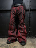 Reconstructed Black&Red Flare Jeans