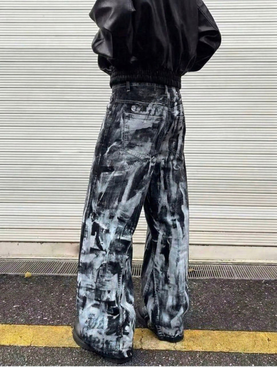 Painted Black Flare Denim