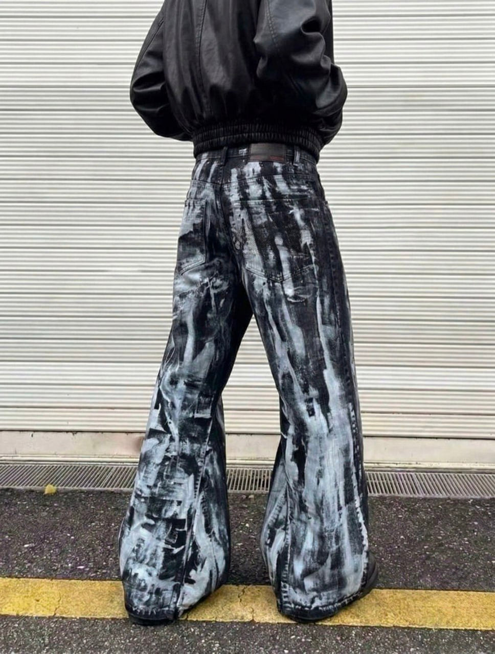 Painted Black Flare Denim